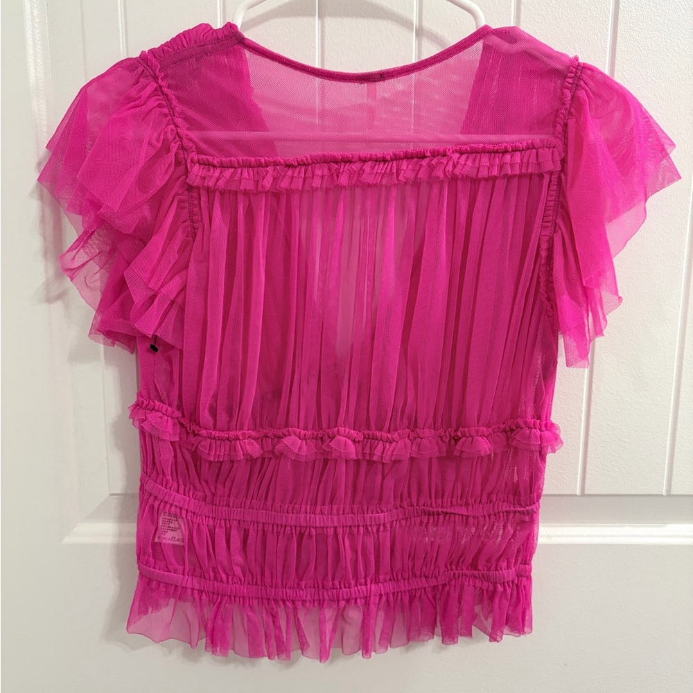 Free People Fuchsia Ruffled Blouse - Picture 2 of 3